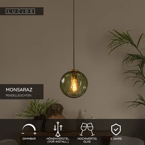 Lucide MONSARAZ - Pendelleuchten - Ø 25 cm - 1xE27 - Grün - USP